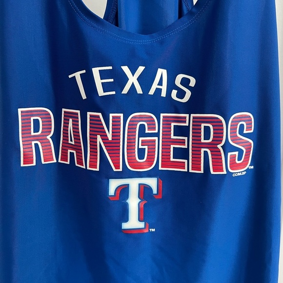 MLB Texas Rangers Genuine Merchandise Blue Red Ladies Racerback Tank Top sz L - Picture 3 of 5